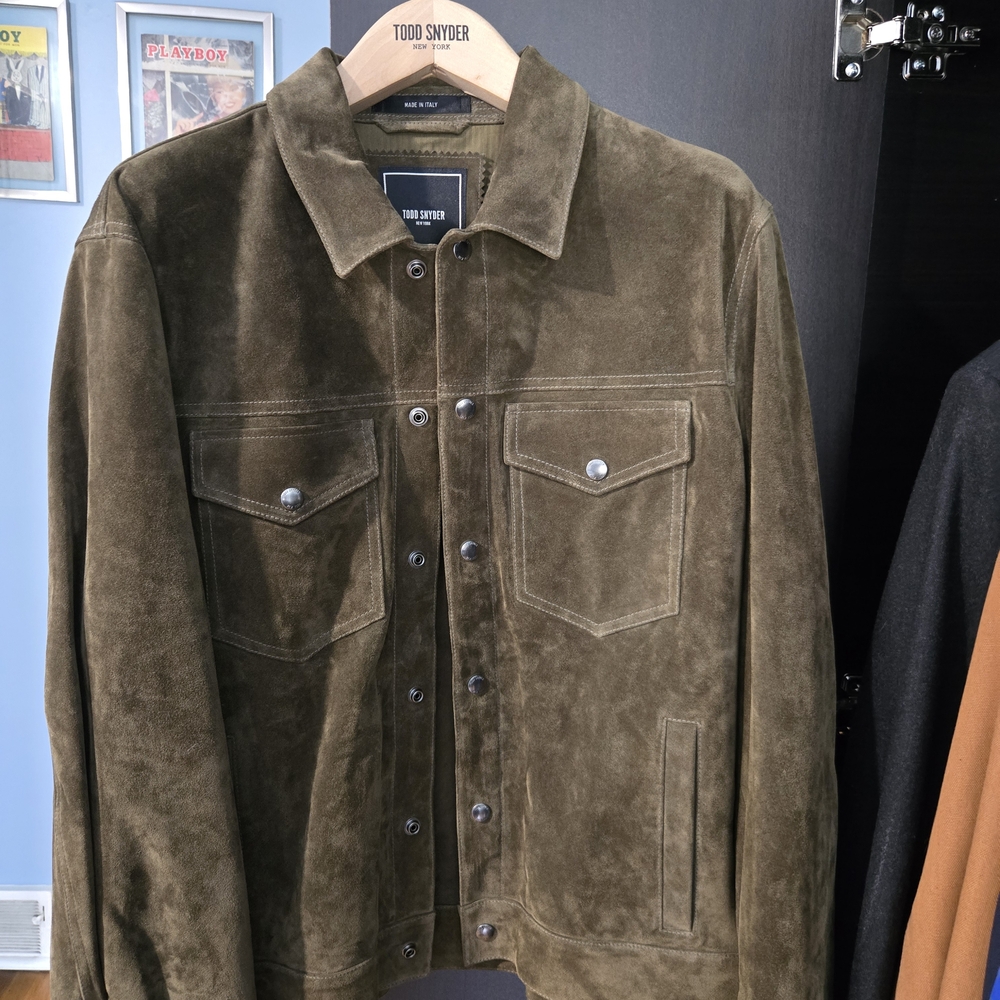Todd Snyder Olive Suede Shirt Jacket